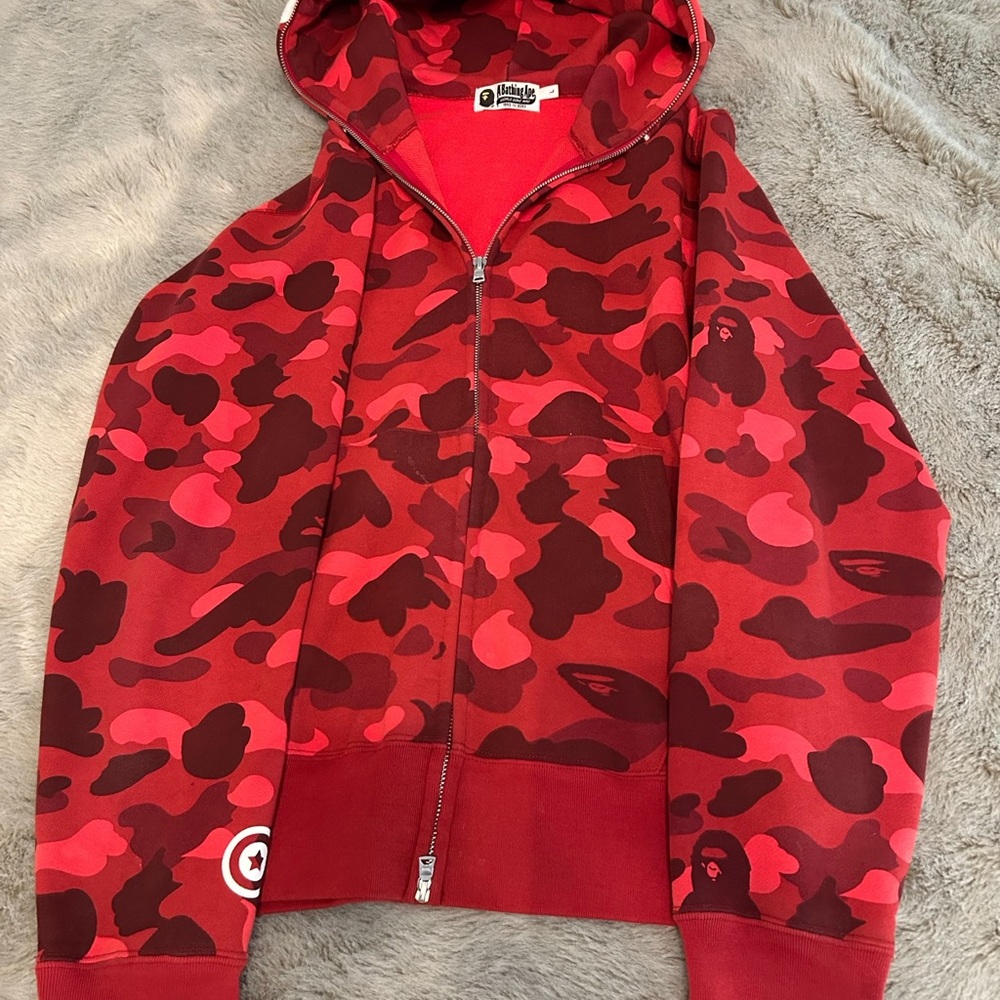 A BATHING APE - Camo full zip hoodie